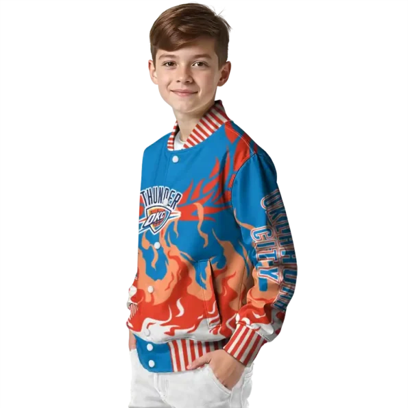 personalized oklahoma city thunder winged blaze blue white varsity jacket trendy.webp