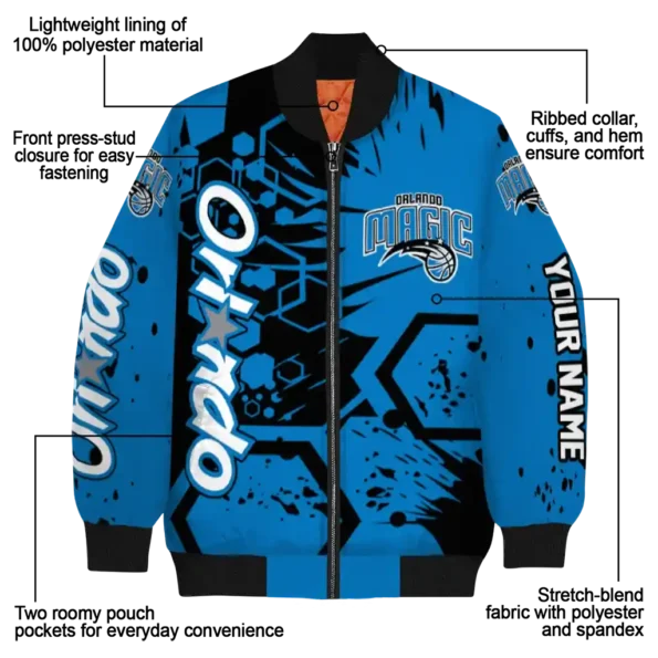 personalized orlando magic hexagon cluster blue black bomber jacket new arrival