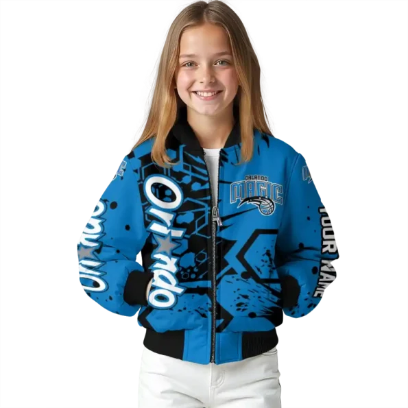 personalized orlando magic hexagon cluster blue black bomber jacket top rated