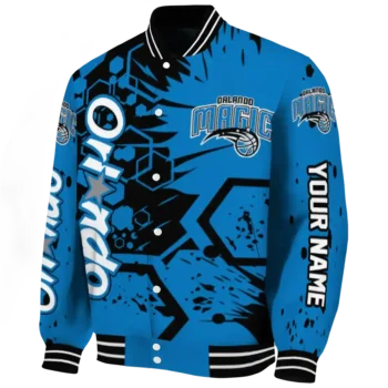 personalized orlando magic hexagon cluster blue black varsity jacket best selling.webp