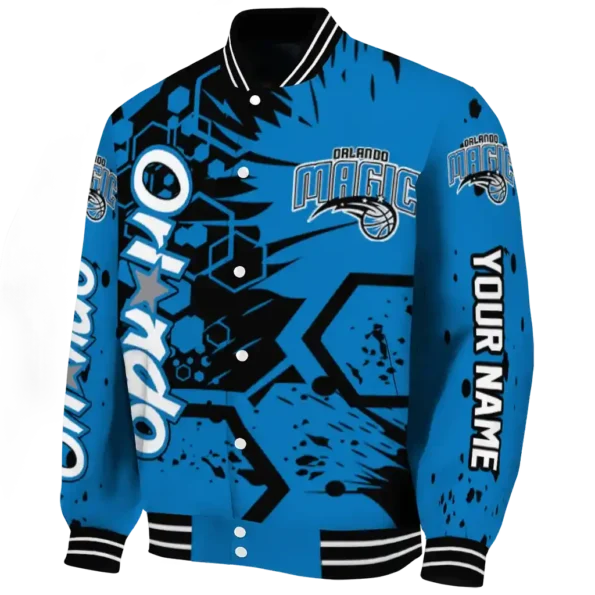 personalized orlando magic hexagon cluster blue black varsity jacket best selling.webp