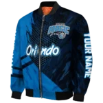 personalized orlando magic hexagon mesh blue black bomber jacket best selling