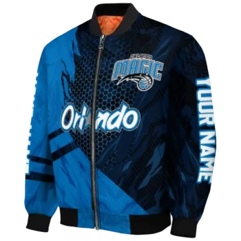 personalized orlando magic hexagon mesh blue black bomber jacket best selling