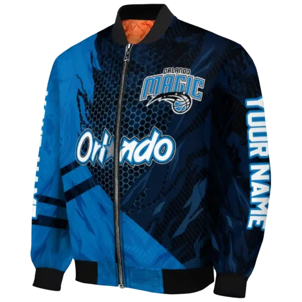 personalized orlando magic hexagon mesh blue black bomber jacket best selling