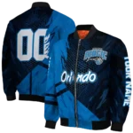 personalized orlando magic hexagon mesh blue black bomber jacket best selling