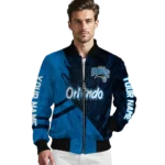 personalized orlando magic hexagon mesh blue black bomber jacket best selling
