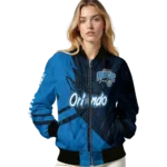 personalized orlando magic hexagon mesh blue black bomber jacket best selling