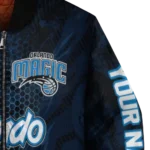 personalized orlando magic hexagon mesh blue black bomber jacket best selling