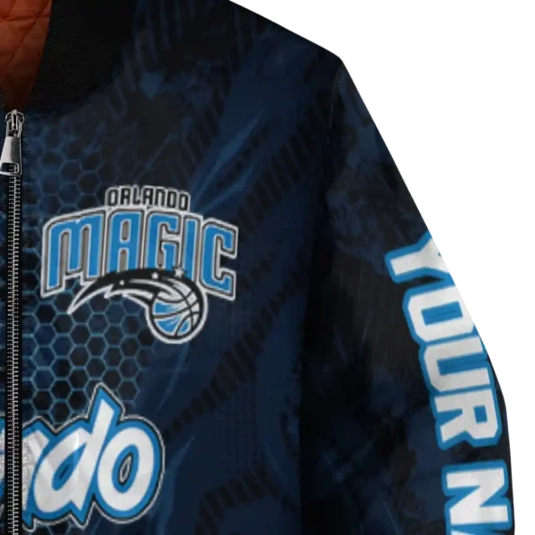 personalized orlando magic hexagon mesh blue black bomber jacket premium grade