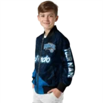 personalized orlando magic hexagon mesh blue black bomber jacket best selling