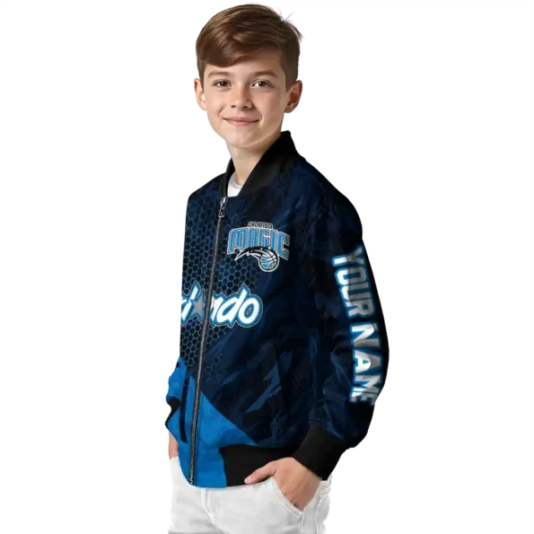 personalized orlando magic hexagon mesh blue black bomber jacket trendy