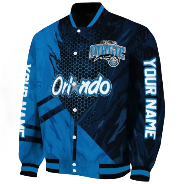 personalized orlando magic hexagon mesh blue black varsity jacket best selling.webp