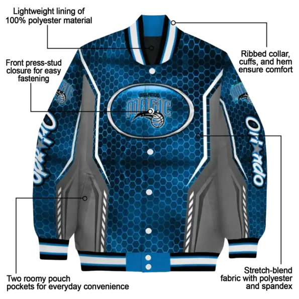personalized orlando magic power plate blue varsity jacket new arrival.webp