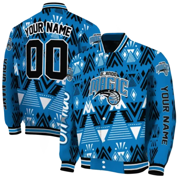 personalized orlando magic pyramid shapes blue varsity jacket fashion forward.webp