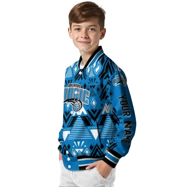 personalized orlando magic pyramid shapes blue varsity jacket trendy.webp