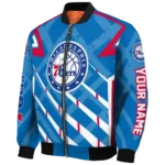personalized philadelphia 76ers chevron angles blue bomber jacket best selling
