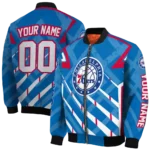 personalized philadelphia 76ers chevron angles blue bomber jacket best selling
