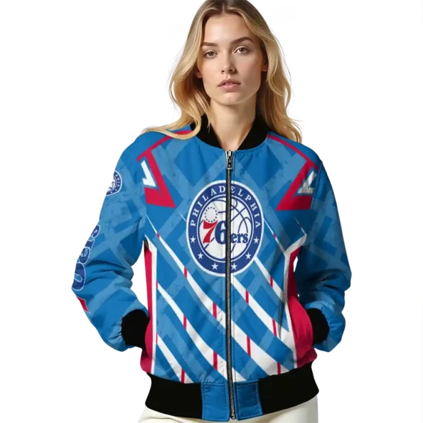 personalized philadelphia 76ers chevron angles blue bomber jacket latest model
