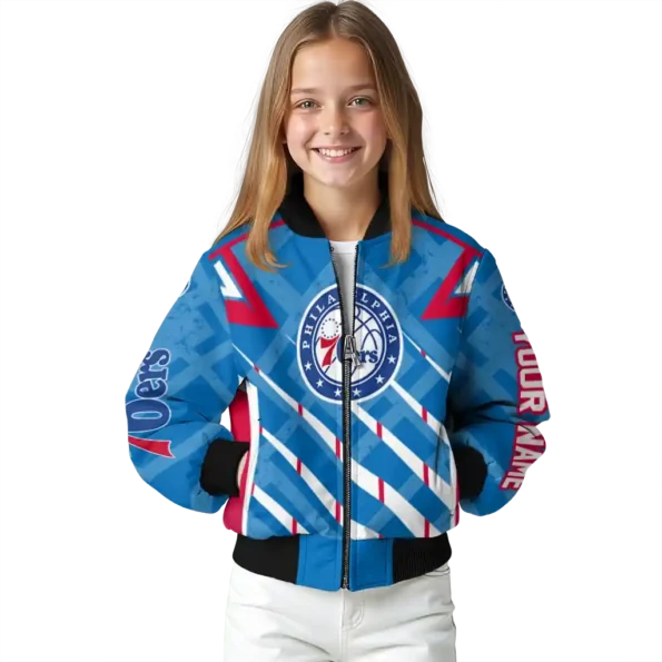 personalized philadelphia 76ers chevron angles blue bomber jacket top rated