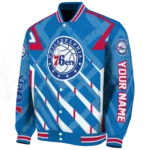 personalized philadelphia 76ers chevron angles blue varsity jacket best selling.webp