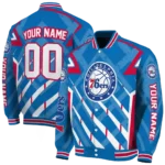 personalized philadelphia 76ers chevron angles blue varsity jacket best selling.webp