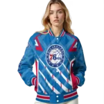 personalized philadelphia 76ers chevron angles blue varsity jacket best selling.webp