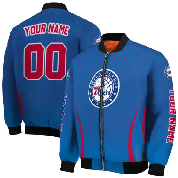 personalized philadelphia 76ers chevron arrow blue bomber jacket fashion forward