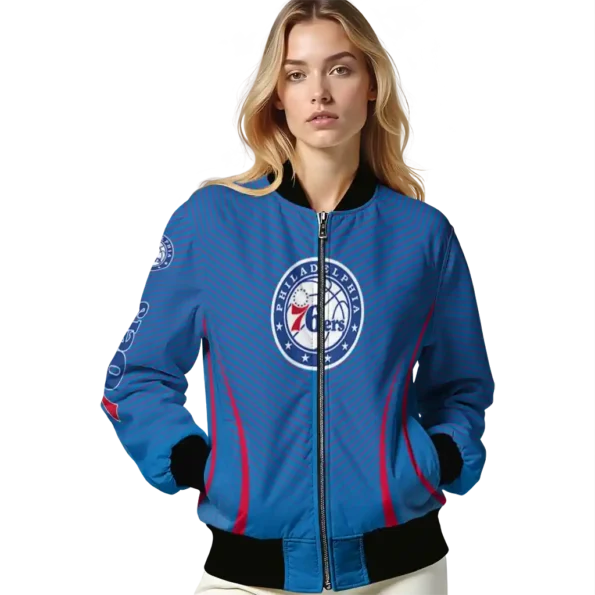 personalized philadelphia 76ers chevron arrow blue bomber jacket latest model