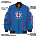 personalized philadelphia 76ers chevron arrow blue bomber jacket best selling