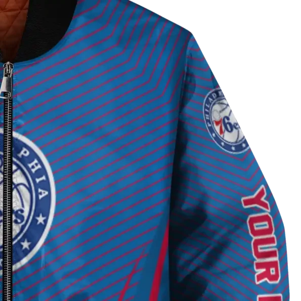 personalized philadelphia 76ers chevron arrow blue bomber jacket premium grade