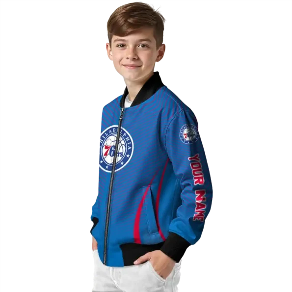 personalized philadelphia 76ers chevron arrow blue bomber jacket trendy