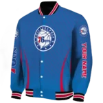 personalized philadelphia 76ers chevron arrow blue varsity jacket best selling.webp