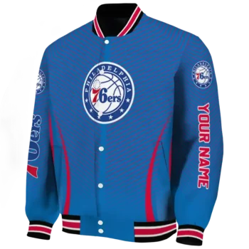 personalized philadelphia 76ers chevron arrow blue varsity jacket best selling.webp