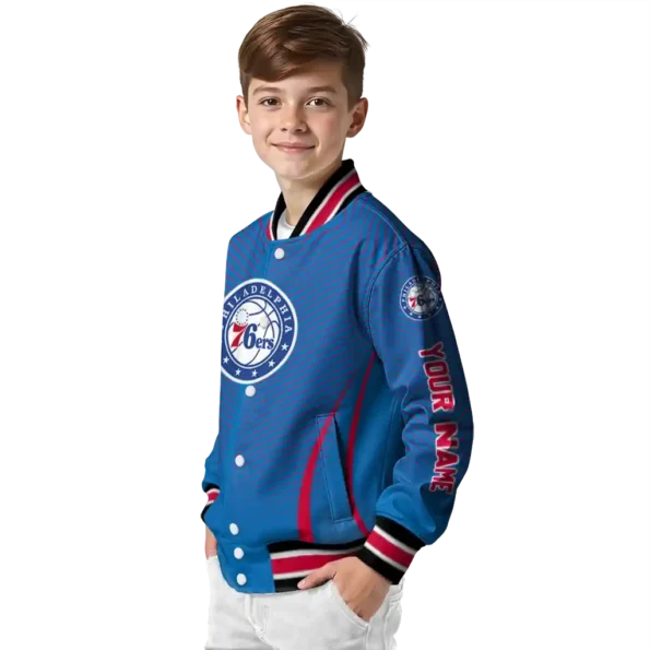 personalized philadelphia 76ers chevron arrow blue varsity jacket trendy.webp