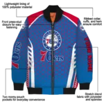 personalized philadelphia 76ers hexagon grid blue bomber jacket best selling