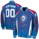 personalized philadelphia 76ers hexagon grid blue varsity jacket best selling.webp