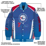 personalized philadelphia 76ers hexagon grid blue varsity jacket best selling.webp