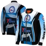 personalized philadelphia 76ers mesh effect blue black bomber jacket best selling