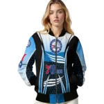 personalized philadelphia 76ers mesh effect blue black bomber jacket best selling