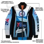personalized philadelphia 76ers mesh effect blue black bomber jacket best selling