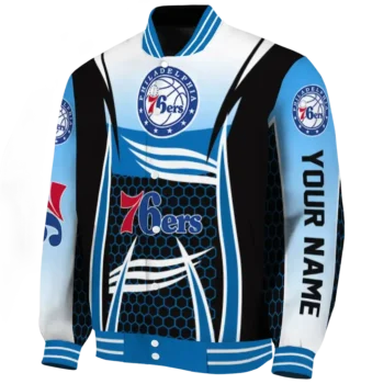 personalized philadelphia 76ers mesh effect blue black varsity jacket best selling.webp