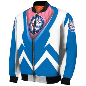 personalized philadelphia 76ers v stripes blue white bomber jacket best selling