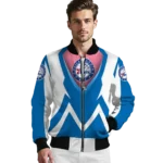 personalized philadelphia 76ers v stripes blue white bomber jacket best selling
