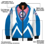 personalized philadelphia 76ers v stripes blue white bomber jacket best selling