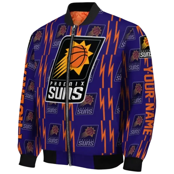 personalized phoenix suns bolt stripe purple bomber jacket best selling