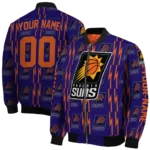 personalized phoenix suns bolt stripe purple bomber jacket best selling