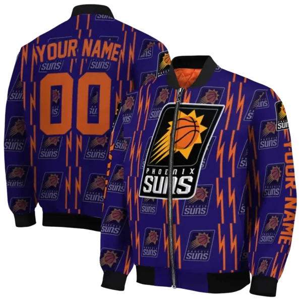 personalized phoenix suns bolt stripe purple bomber jacket fashion forward