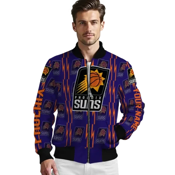 personalized phoenix suns bolt stripe purple bomber jacket high quality