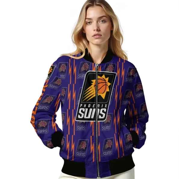 personalized phoenix suns bolt stripe purple bomber jacket latest model