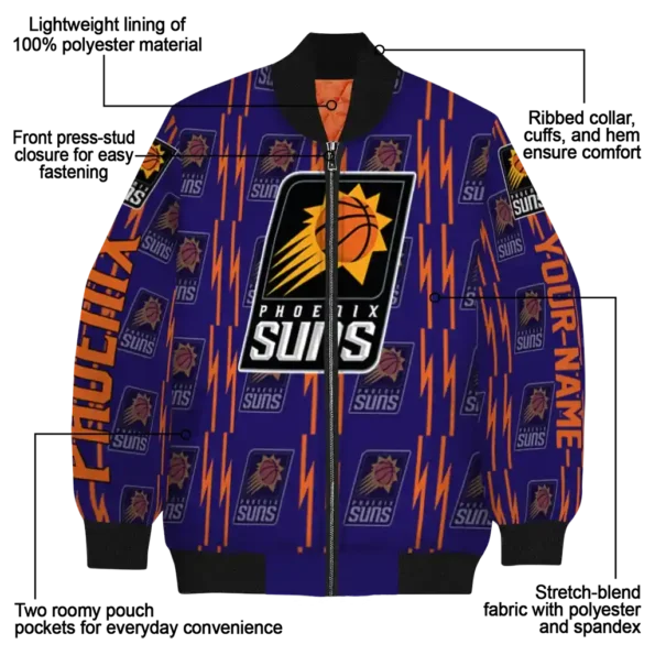 personalized phoenix suns bolt stripe purple bomber jacket new arrival